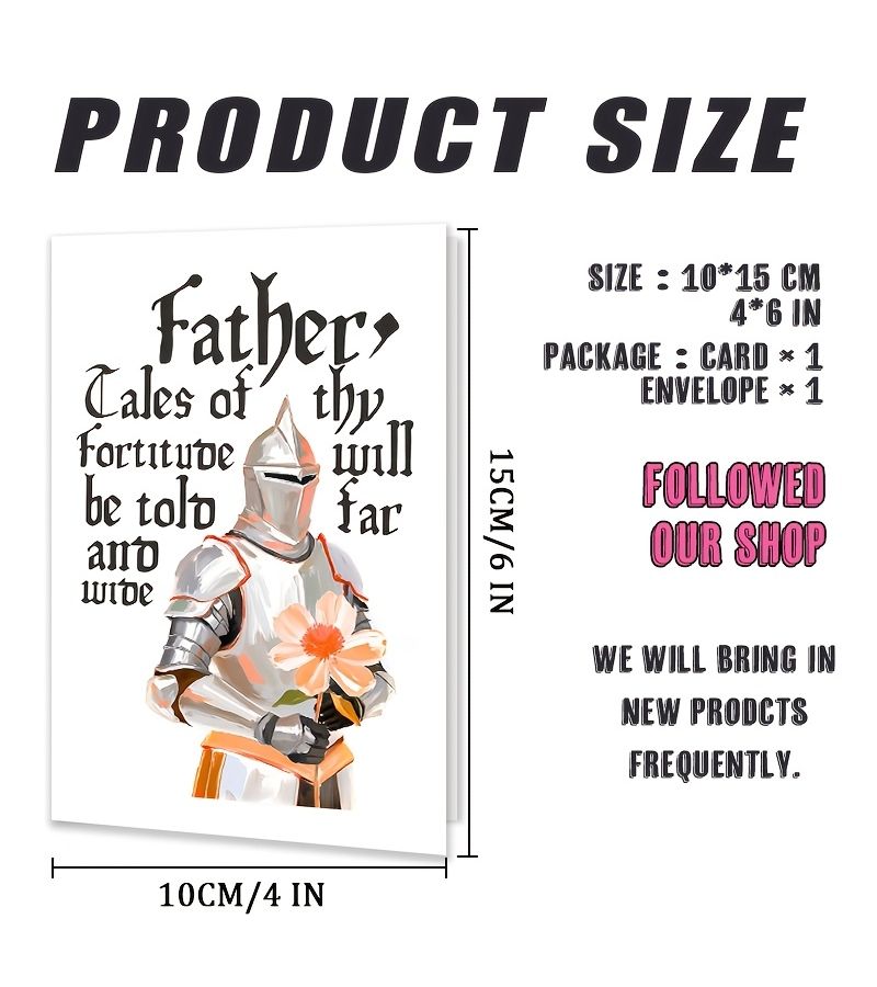 Red Medieval Knight Fathers Day Card 1 Set With Envelope - Image 3