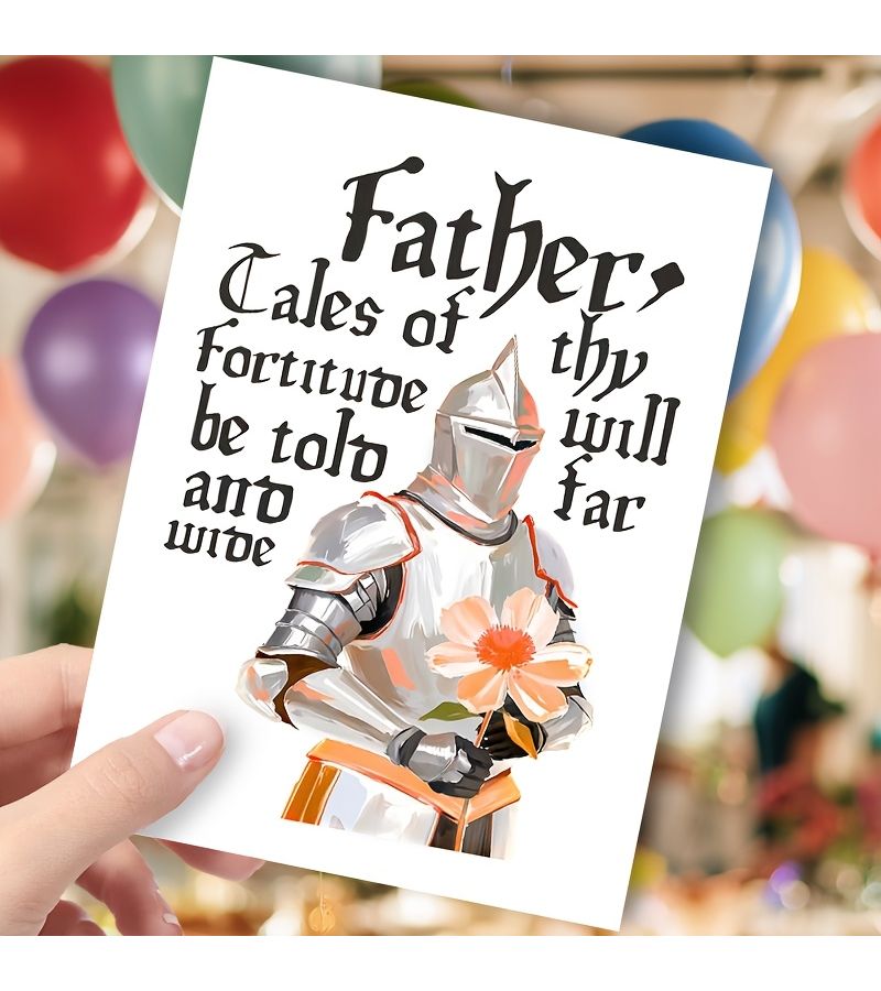 Red Medieval Knight Fathers Day Card 1 Set With Envelope - Image 2