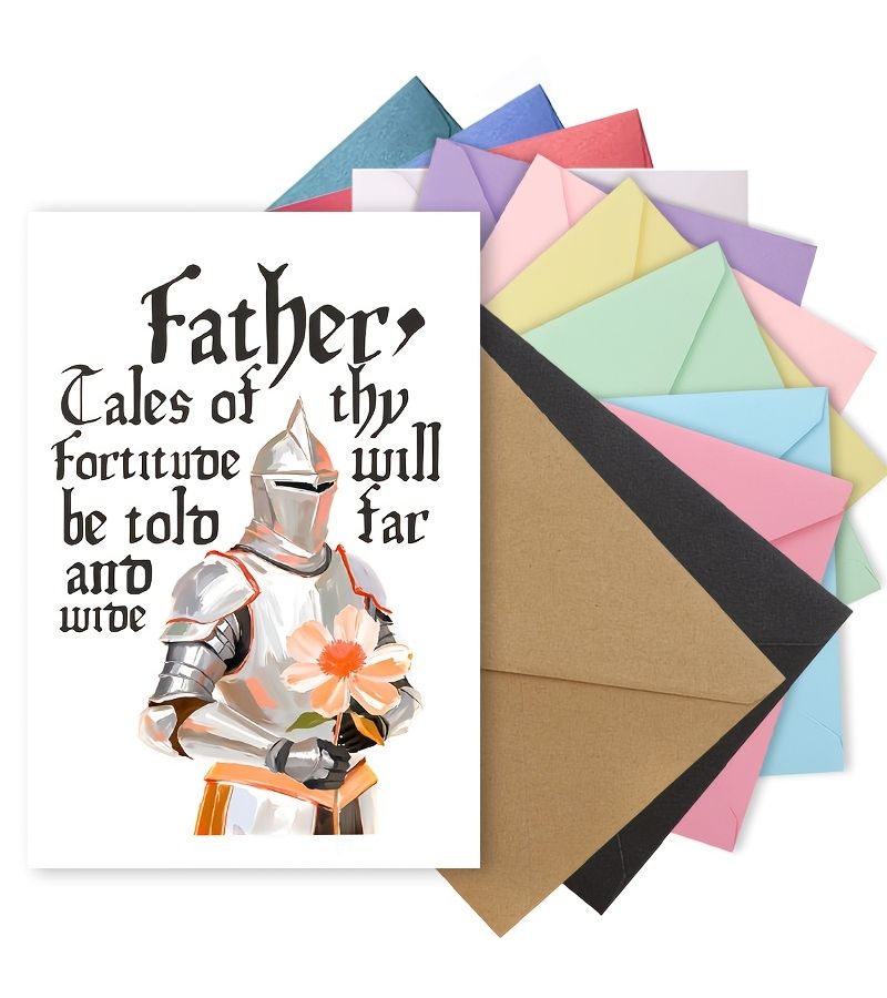 Red Medieval Knight Fathers Day Card 1 Set With Envelope - Image 5