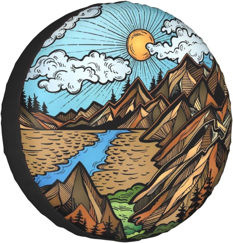 Gwomo Mountain is Calling Vintage Spare Tire Cover - Weatherproof Wheel Protector for Trailer, RV, SUV, Truck, 14" - Image 1