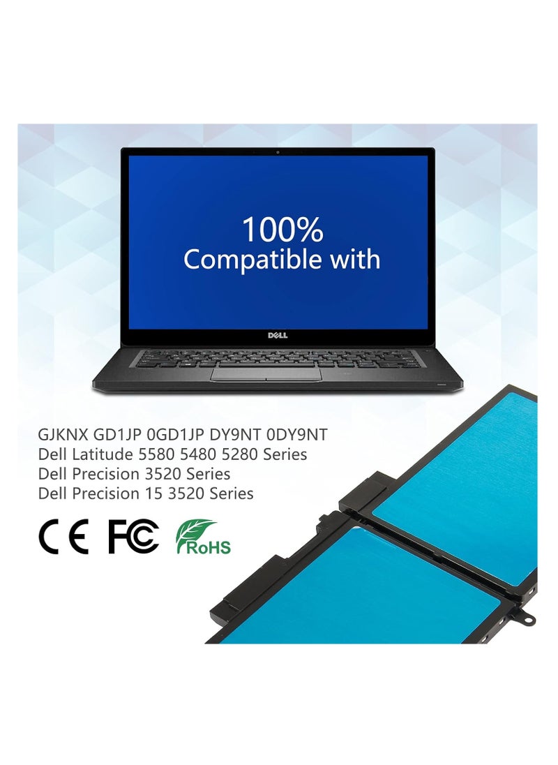 Generic Replacment Battery for Dell Latitude 5480 5580 5490 5280 5290 5491 5495 5590 5591 E5480 E5580 E5490 E5590 Precision 3520 353535353520 0 DY9N T 5YHR4 451-BBZG [4Cells/7.6V]  - Image 5