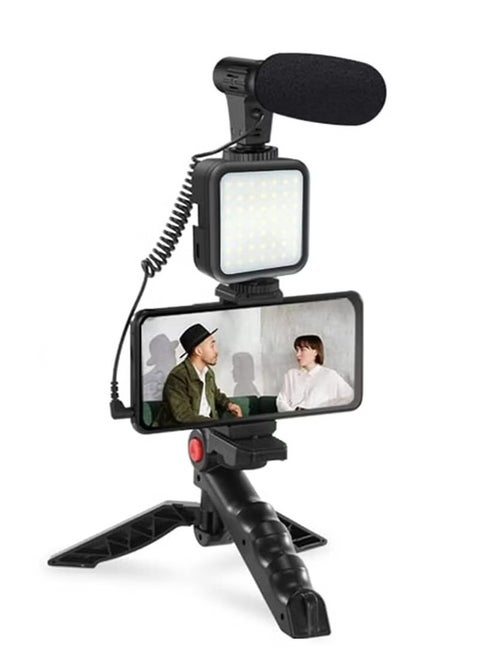 Smartphone Vlogging Kit with LED Light Noise Reduction Microphone Flexible Tripod Phone Holder   Bluetooth Remote  Perfect for YouTube TikTok Instagram  Kids' Video Recording