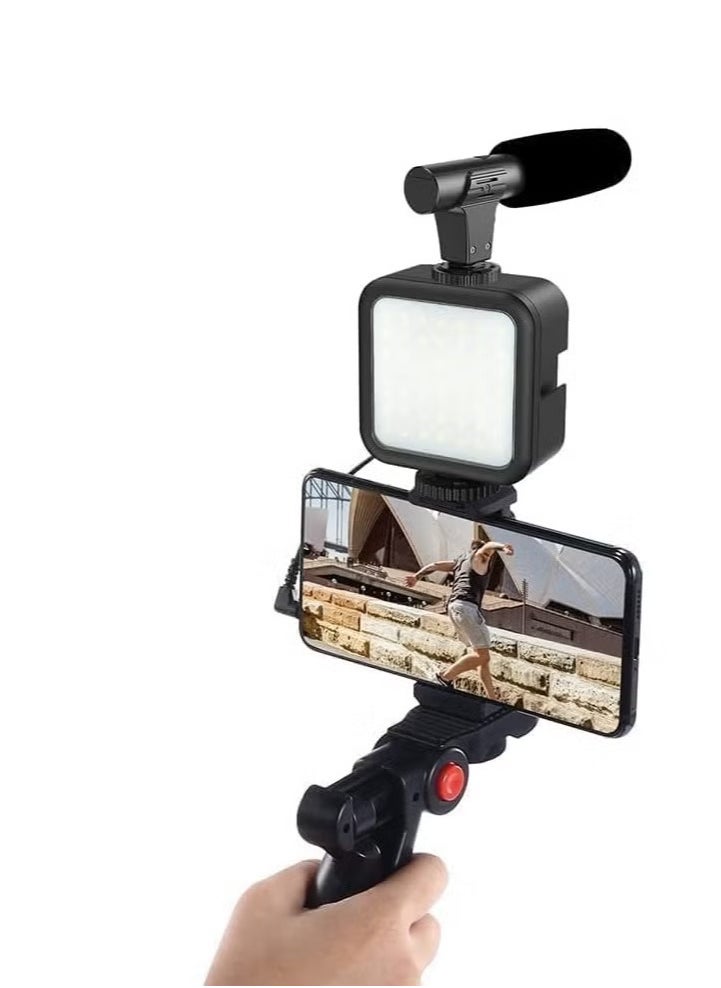 MIGOFAST - Smartphone Vlogging Kit with LED Light Noise Reduction Microphone Flexible Tripod Phone Holder   Bluetooth Remote  Perfect for YouTube TikTok Instagram  Kids' Video Recording - Image 1