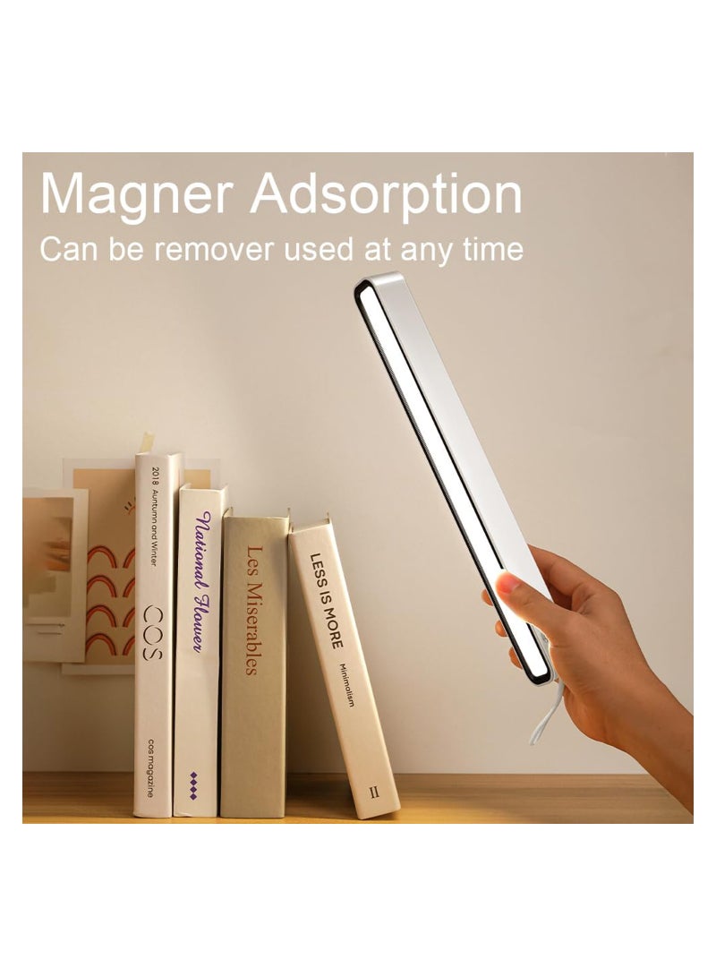 Excefore Magnetic Light Bar LED Desk Lamp Dimmable 3 Color Modes Rechargeable Under Cabinet Lighting for Kitchen Closet Under Desk Reading Study, 1PCS - Image 2
