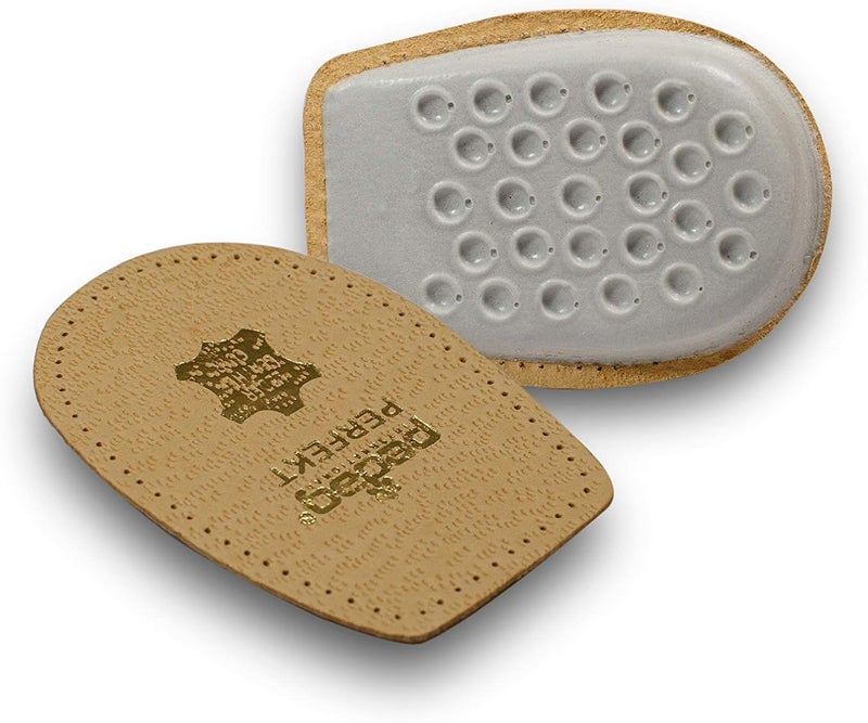 Pedag Perfect Shock Absorbing Heel Pads, Vegetable Tanned Leather and Latex Rubber, Tan, Large (W11-13 M8-10 EU 41-43)