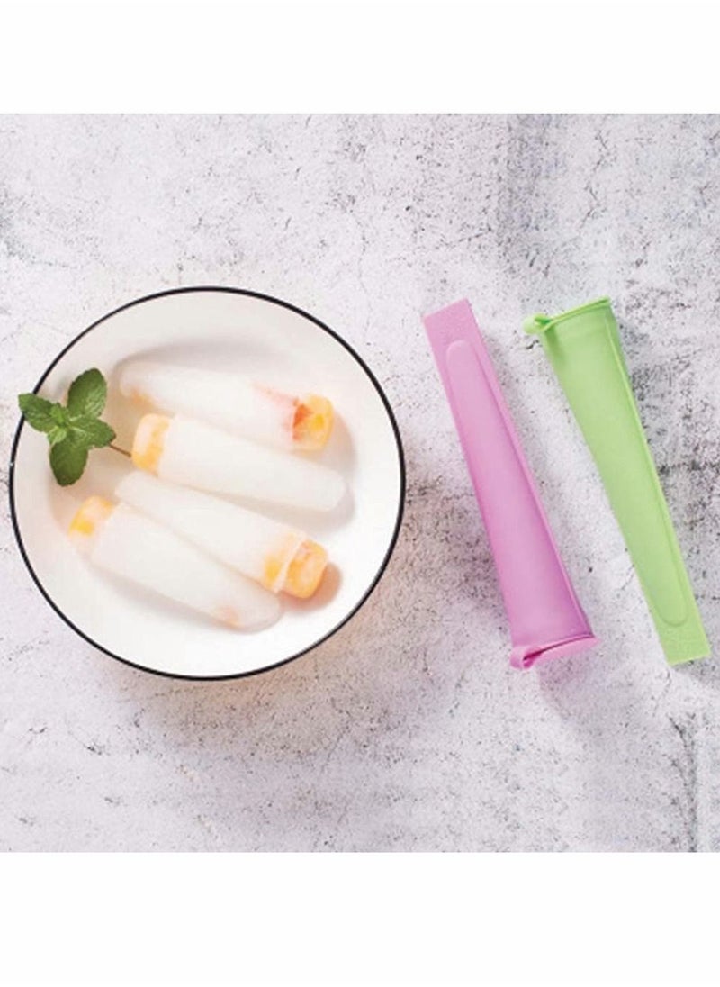 NIBEMINENT - Popsicle Mould Ice Pop Silicone Cream Maker with Attached Lids, Freezer Tube, Frozen Lolly Forms Reusable Dishwasher Safe Easy Clean No Mess, for Your Kids, Multi Color Set of 4 - Image 1