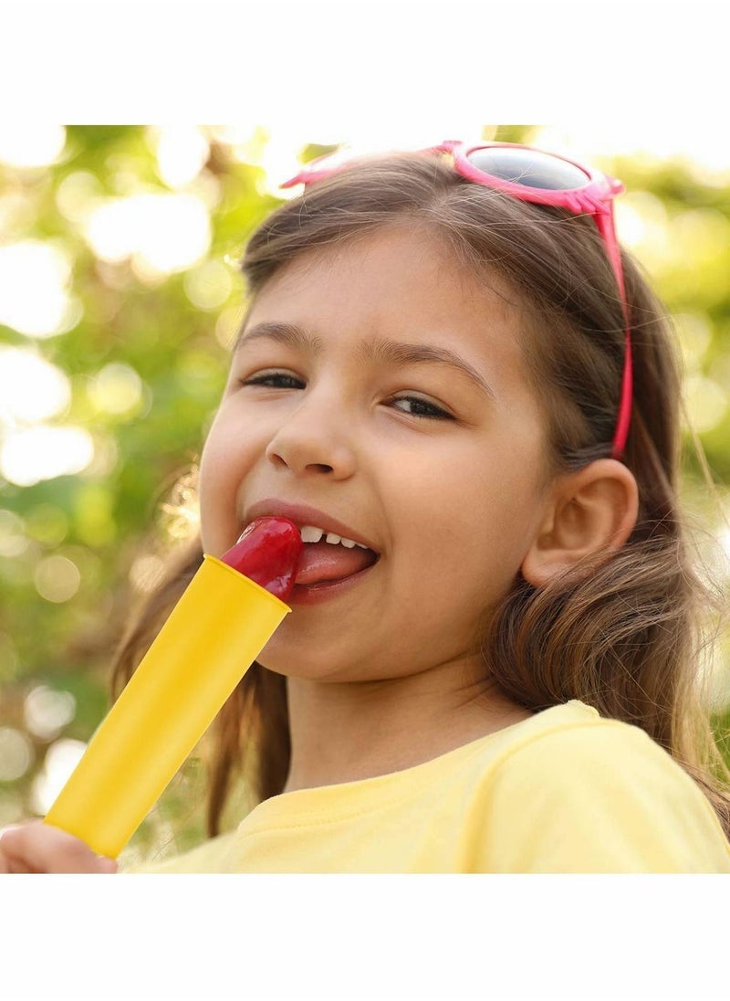 NIBEMINENT - Popsicle Mould Ice Pop Silicone Cream Maker with Attached Lids, Freezer Tube, Frozen Lolly Forms Reusable Dishwasher Safe Easy Clean No Mess, for Your Kids, Multi Color Set of 4 - Image 1