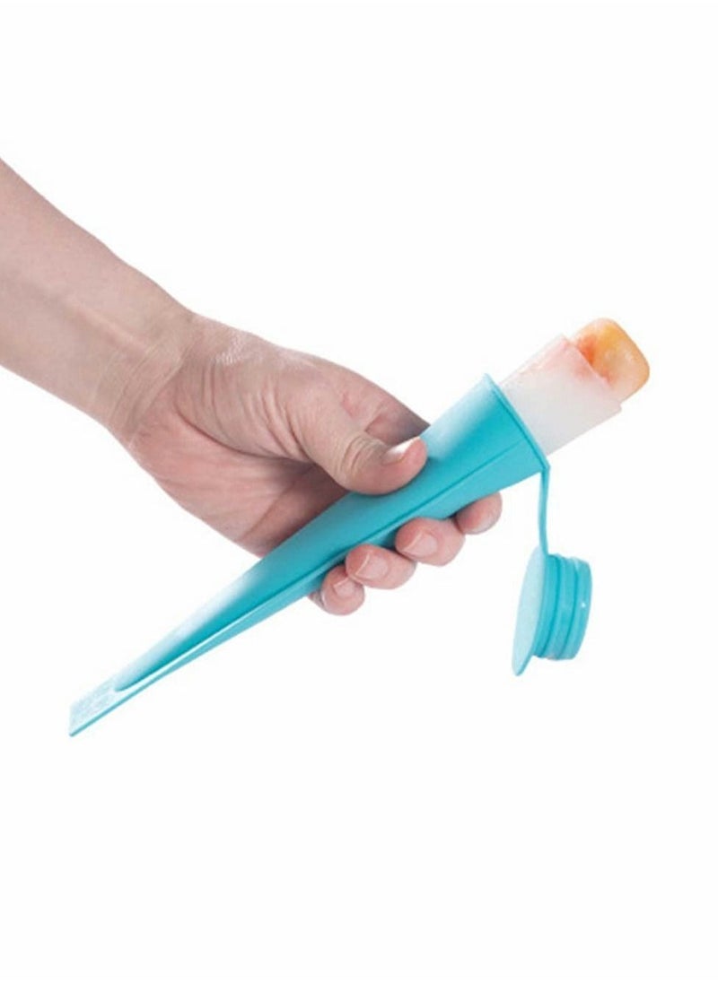 NIBEMINENT - Popsicle Mould Ice Pop Silicone Cream Maker with Attached Lids, Freezer Tube, Frozen Lolly Forms Reusable Dishwasher Safe Easy Clean No Mess, for Your Kids, Multi Color Set of 4 - Image 1