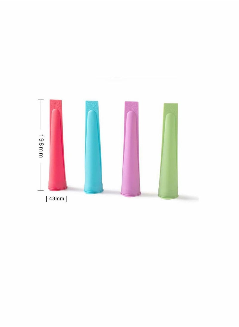 NIBEMINENT - Popsicle Mould Ice Pop Silicone Cream Maker with Attached Lids, Freezer Tube, Frozen Lolly Forms Reusable Dishwasher Safe Easy Clean No Mess, for Your Kids, Multi Color Set of 4 - Image 1