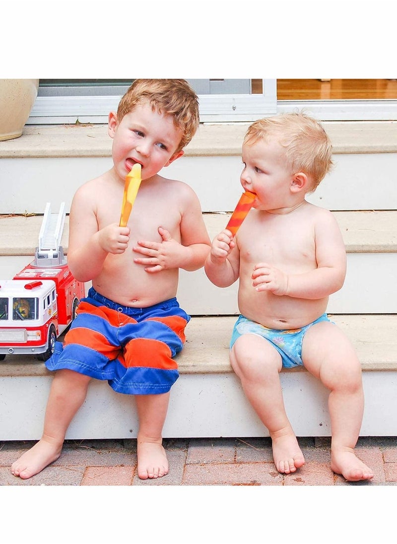 NIBEMINENT - Popsicle Mould Ice Pop Silicone Cream Maker with Attached Lids, Freezer Tube, Frozen Lolly Forms Reusable Dishwasher Safe Easy Clean No Mess, for Your Kids, Multi Color Set of 4 - Image 1