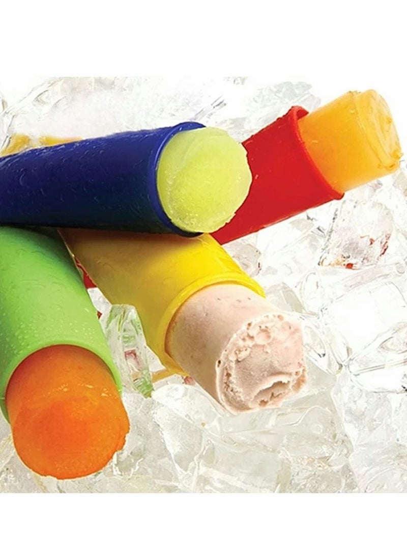 NIBEMINENT - Popsicle Mould Ice Pop Silicone Cream Maker with Attached Lids, Freezer Tube, Frozen Lolly Forms Reusable Dishwasher Safe Easy Clean No Mess, for Your Kids, Multi Color Set of 4 - Image 1