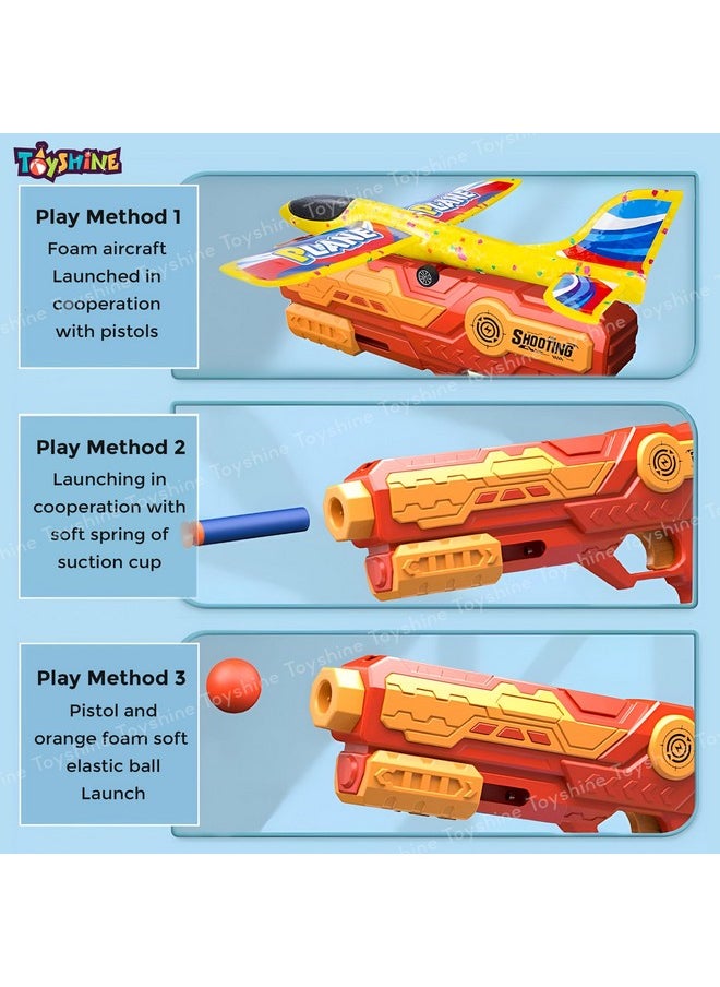 Toyshine Toyshine 3 In 1 Plane Launcher Toys | Plane, Foam Darts And Foam Ball Shooter | Toy For Kids One-Click Ejection Shooting | Birthday Toy Gift For Boys And Girls, Multicolor  - Image 3