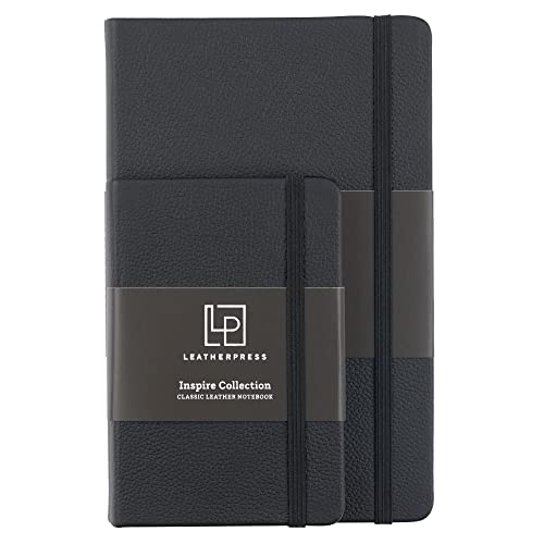 Leatherpress Classic Leather Notebook Writing Journal, Hardcover, Elastic Closure Narrow Ruled Pages, Inspire Collection - Image 4