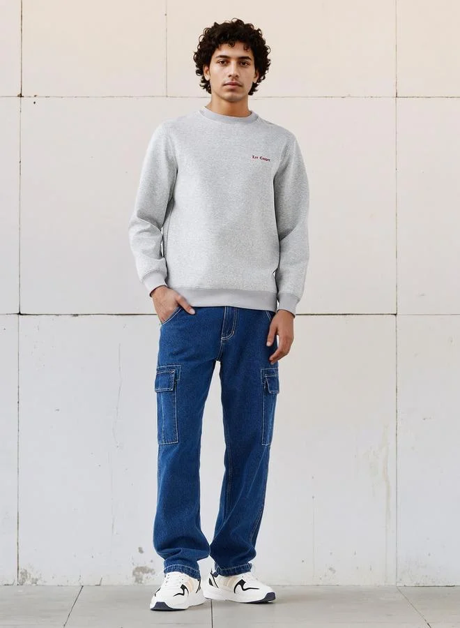 لي كوبر سويت شيرت قطن بطبعة شعار لي كوبر للرجال بقصة عادية