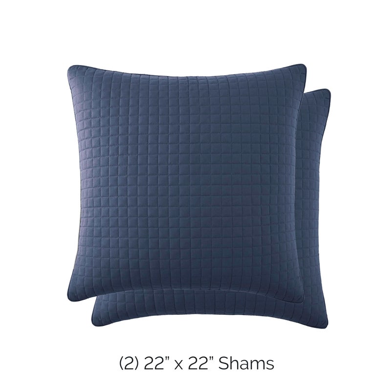 Southshore Fine Livi Southshore Fine Linens - VILANO Springs - Pair of Quilted Pillow Sham Covers (No Inserts)  22"" x 22""  Dark Blue  - Image 2