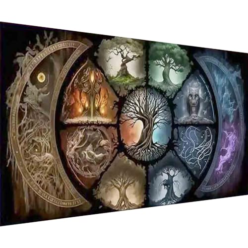 BOHADIY DIY 5D Diamond Painting Kits for Adults Diamond Art Large Size Tree of Life Abstract Tree Landscape Full Drill Crystal Rhinestone Embroidery Craft Kits for Home Wall Decor, 27.5X15.7 Inch - Image 1