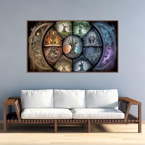 BOHADIY DIY 5D Diamond Painting Kits for Adults Diamond Art Large Size Tree of Life Abstract Tree Landscape Full Drill Crystal Rhinestone Embroidery Craft Kits for Home Wall Decor, 27.5X15.7 Inch - Image 4