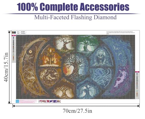 BOHADIY DIY 5D Diamond Painting Kits for Adults Diamond Art Large Size Tree of Life Abstract Tree Landscape Full Drill Crystal Rhinestone Embroidery Craft Kits for Home Wall Decor, 27.5X15.7 Inch - Image 2