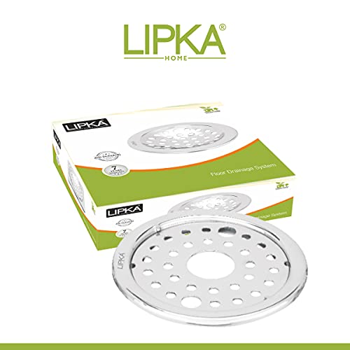 LIPKA Pack of 2 Eon Round with Plain Jali Floor Drain |Premium Stainless Steel |5 Inches| with Lock & Hole| - Image 3