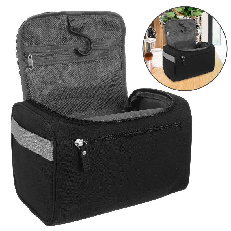 Water Resistant Portable Hanging Toiletry Bag For Men Travel Organizer With Hook Multi Compartment Cosmetic Storage Case - Image 5