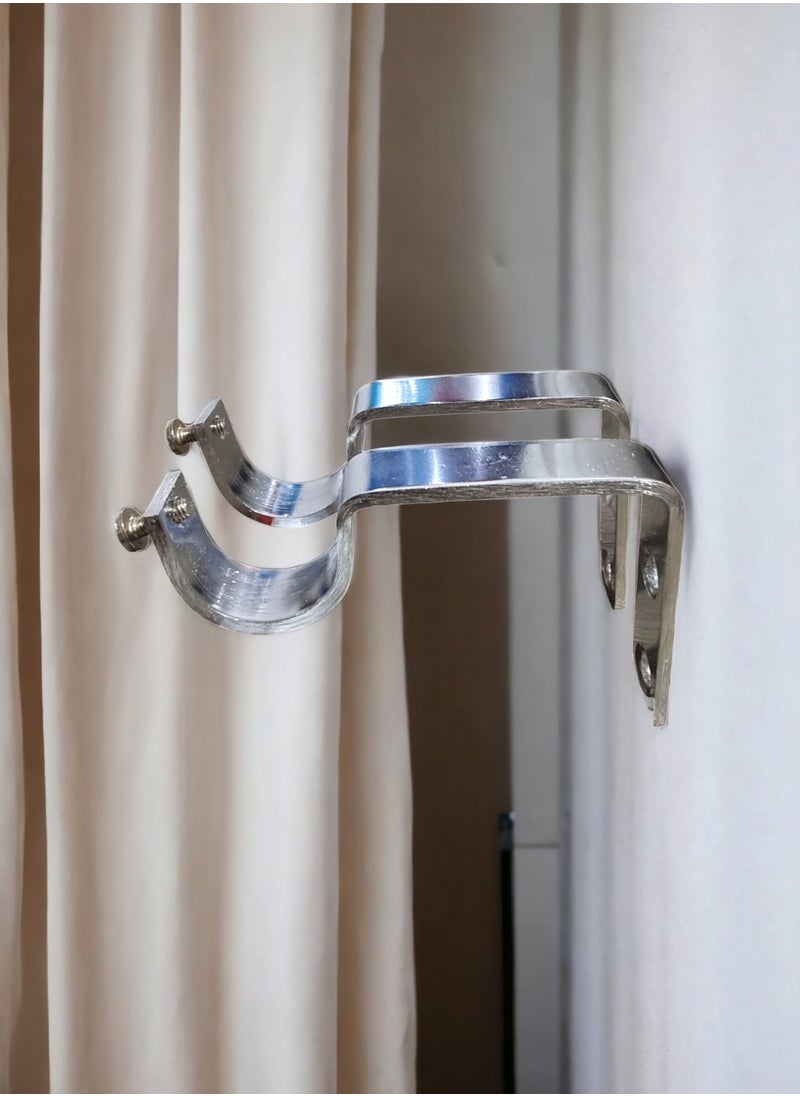 UPSCALE - Set of 4 Curtain Rod Brackets Holders for 25mm Curtain Rod Curtain Rod Support for Door and Window Curtain Brackets Stainless Steel Curtain Support Brackets Curtain Rod Holder - Image 1