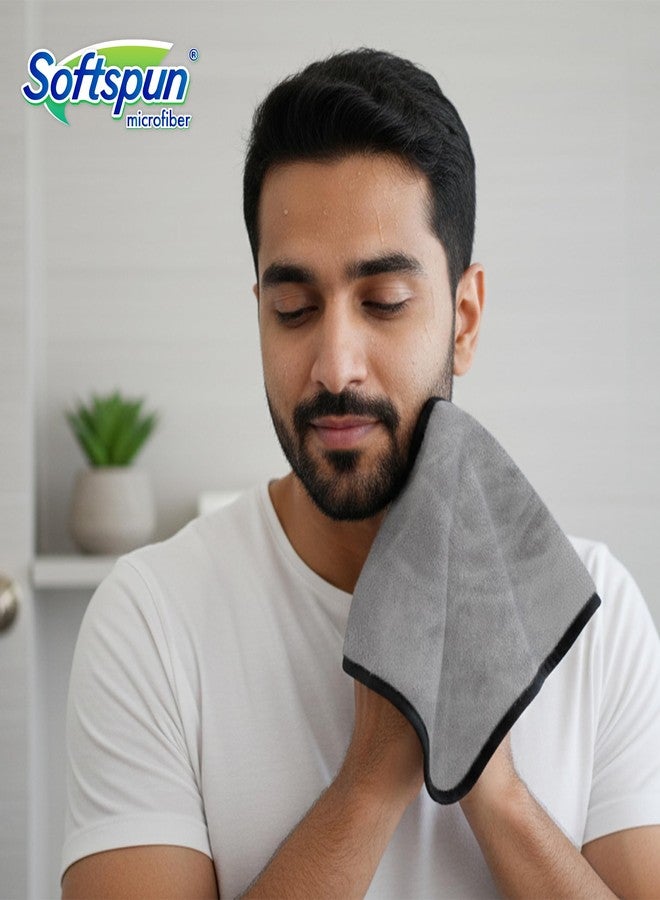 SOFTSPUN Microfiber Hand & Face Wipes 280 GSM 20x30 Cms, 4 Piece Towel Set, (Light Grey) Super Soft & Silky for Hand, Face and Body - Hypoallergenic Sensitive Skin Wipes & Washcloths. - Image 4