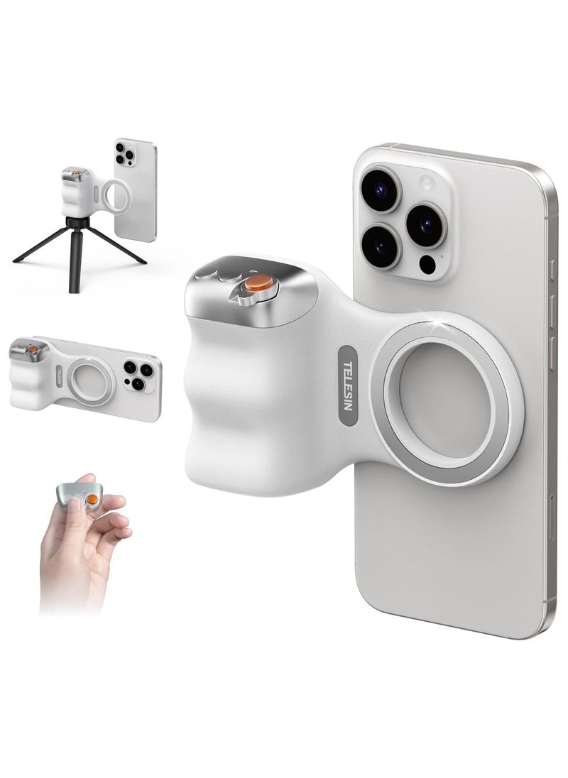 TELESIN - Fun Shot Magnetic Phone Camera DSLR Style Shutter Grip for iPhone & Android with Detachable Wireless Shutter Button - MFI Certified - 1/4" Screw - Comfort Ergonomic Camera Grip Handle Holder - Image 1