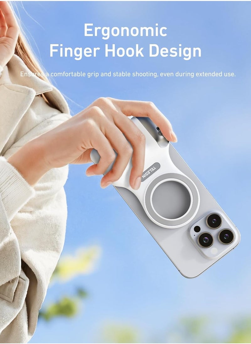 TELESIN - Fun Shot Magnetic Phone Camera DSLR Style Shutter Grip for iPhone & Android with Detachable Wireless Shutter Button - MFI Certified - 1/4" Screw - Comfort Ergonomic Camera Grip Handle Holder - Image 1
