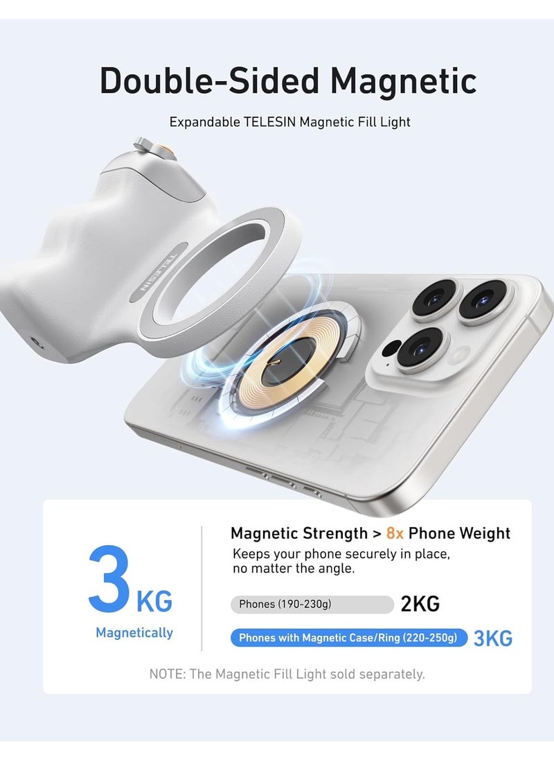 TELESIN - Fun Shot Magnetic Phone Camera DSLR Style Shutter Grip for iPhone & Android with Detachable Wireless Shutter Button - MFI Certified - 1/4" Screw - Comfort Ergonomic Camera Grip Handle Holder - Image 1