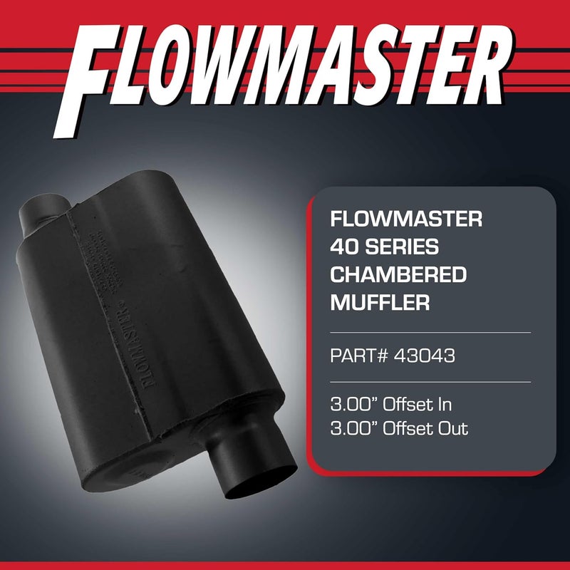 FLOWMASTER 40 Series Original Chambered Muffler – 3.00” Offset In / 3.00” Offset Out – Aggressive Sound – 16-Gauge Aluminized Steel – For Muscle Cars, Street Rods, Trucks, SUVs & Strip Builds (43043) - Image 2
