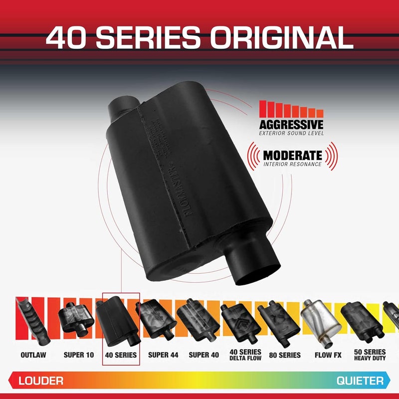 FLOWMASTER 40 Series Original Chambered Muffler – 3.00” Offset In / 3.00” Offset Out – Aggressive Sound – 16-Gauge Aluminized Steel – For Muscle Cars, Street Rods, Trucks, SUVs & Strip Builds (43043) - Image 3