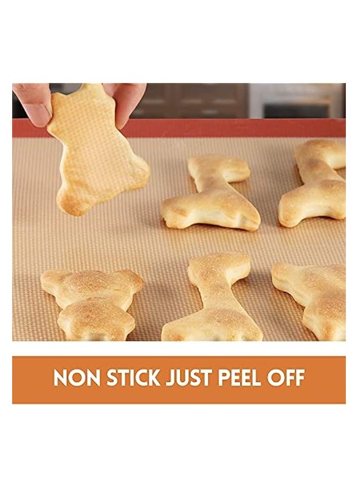 Silicone Baking Mats, Reusable Non Stick Food Safe Sheet Mat Perfect Bakeware for Making Cookies, Macarons, Bread, Meats, Vegetables and Pastry (60 X 40CM)