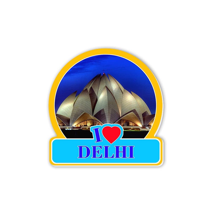 Regalocasila REGALOCASILA Souvenir Fridge Magnet I Love Delhi Lotus Temple Home Decoration Kitchen Decor Accessories Matte Finish 