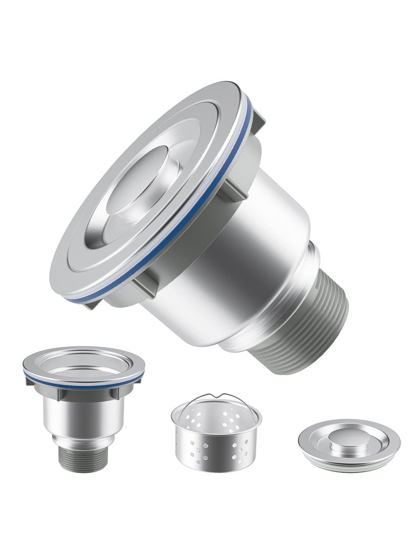 SOLARAE Kitchen Sink Drain 3-1/2 , Stainless Steel Kitchen Sink Drain, Assembly Kit with Removable Deep Sink Drain Basket/Sealing Lid for Standard Kitchen Sink Drain Prevent Water Pipes from Clogging - Image 2