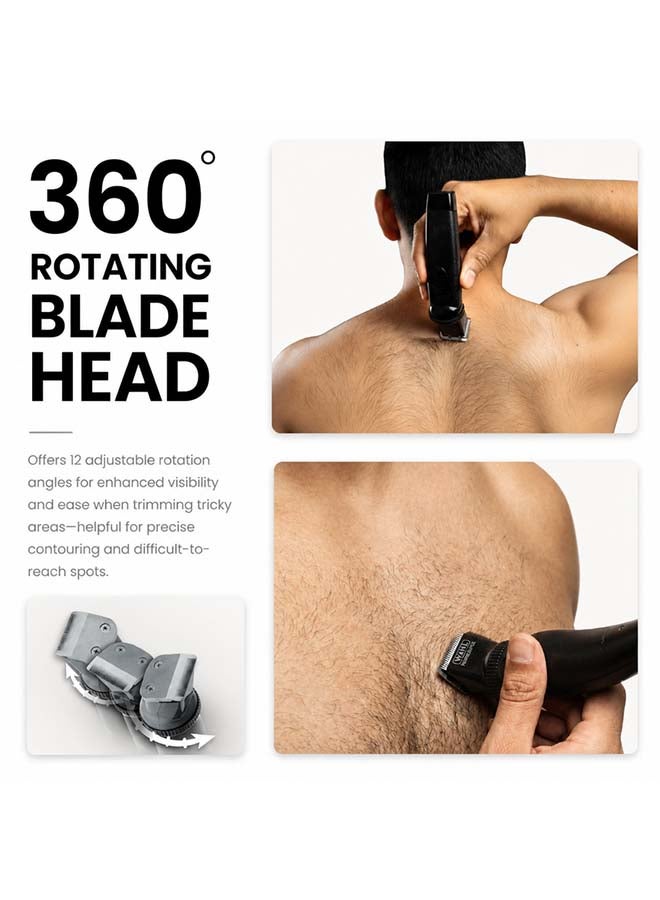WAHL Manscaper 360 Body Groomer for Men, 360° Rotating Blade Head-12 Adjustable Angles, Self-Sharpening Stainless-Steel Blades, Rechargeable Cordless Trimmer-80-Minute Runtime, 2-Year Warranty,3030817 - Image 5