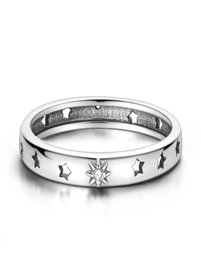 Parmuz 925 Sterling Silver Rings for Woman Dainty Stackable CZ Star Moon Cross Eternity Engagement Bands Ring for Her, 7, Sterling Silver, Cubic Zirconia - Image 2