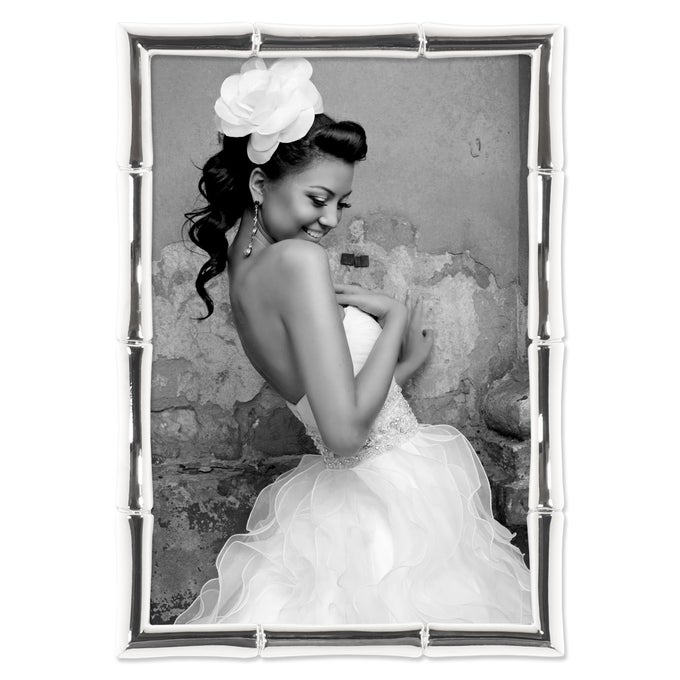 LAWRENCE 710146 SILVER METAL BAMBOO 4X6 PICTURE FRAME