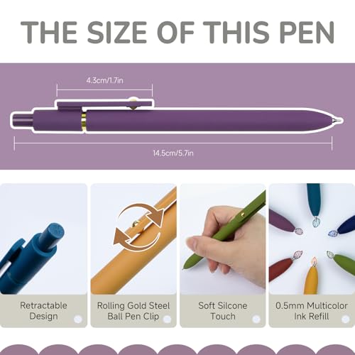 YOXMJDB 6 Pcs Color Pens for Journaling 0.5mm Fine Point Colored Gel Ink Pen, Smooth Writing Colorful Pens for Note Taking, Gift Set for Women & Men (6 Pcs Vintage Gold) - Image 3