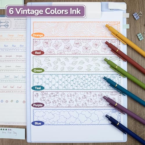 YOXMJDB 6 Pcs Color Pens for Journaling 0.5mm Fine Point Colored Gel Ink Pen, Smooth Writing Colorful Pens for Note Taking, Gift Set for Women & Men (6 Pcs Vintage Gold) - Image 2