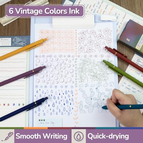 YOXMJDB 6 Pcs Color Pens for Journaling 0.5mm Fine Point Colored Gel Ink Pen, Smooth Writing Colorful Pens for Note Taking, Gift Set for Women & Men (6 Pcs Vintage Gold) - Image 4