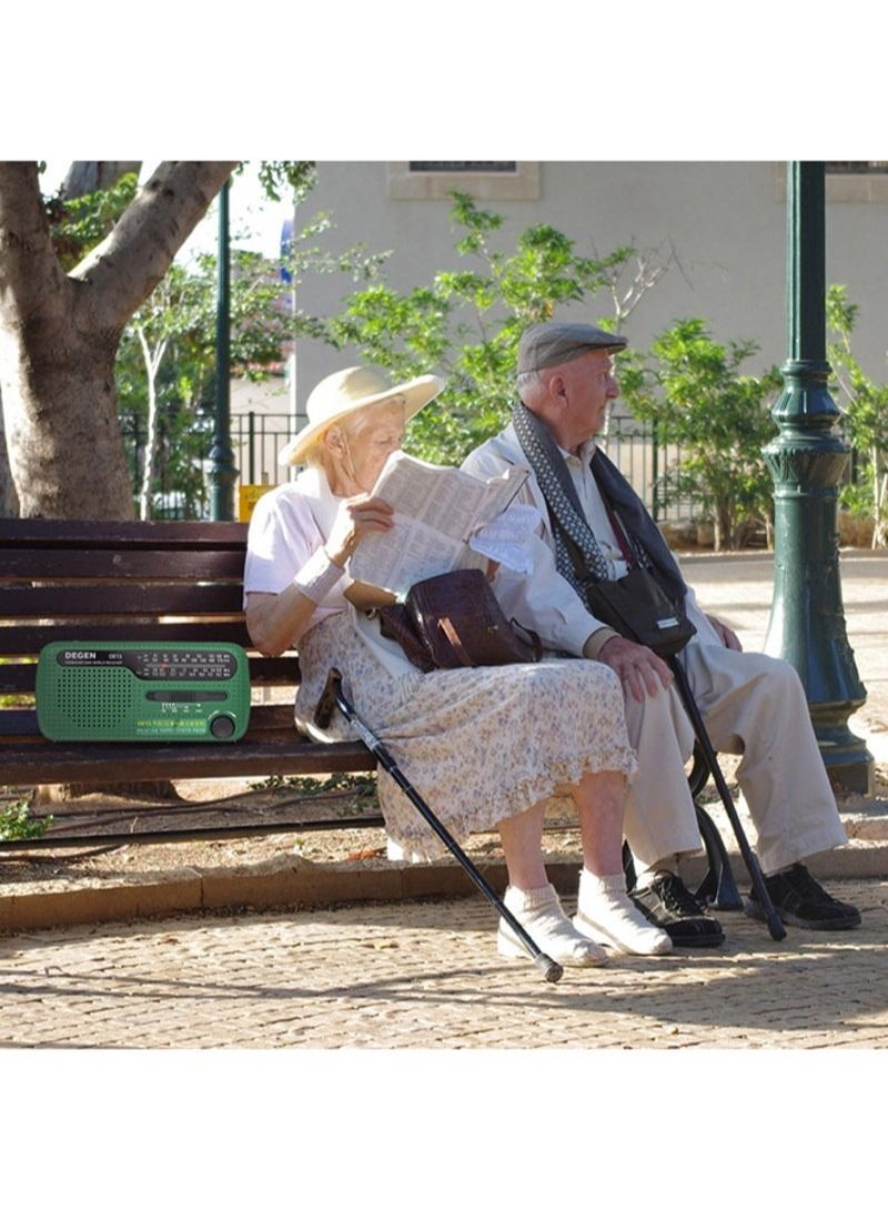 Solar Power FM Radio With Flashlight V431 Green/Black - Image 4