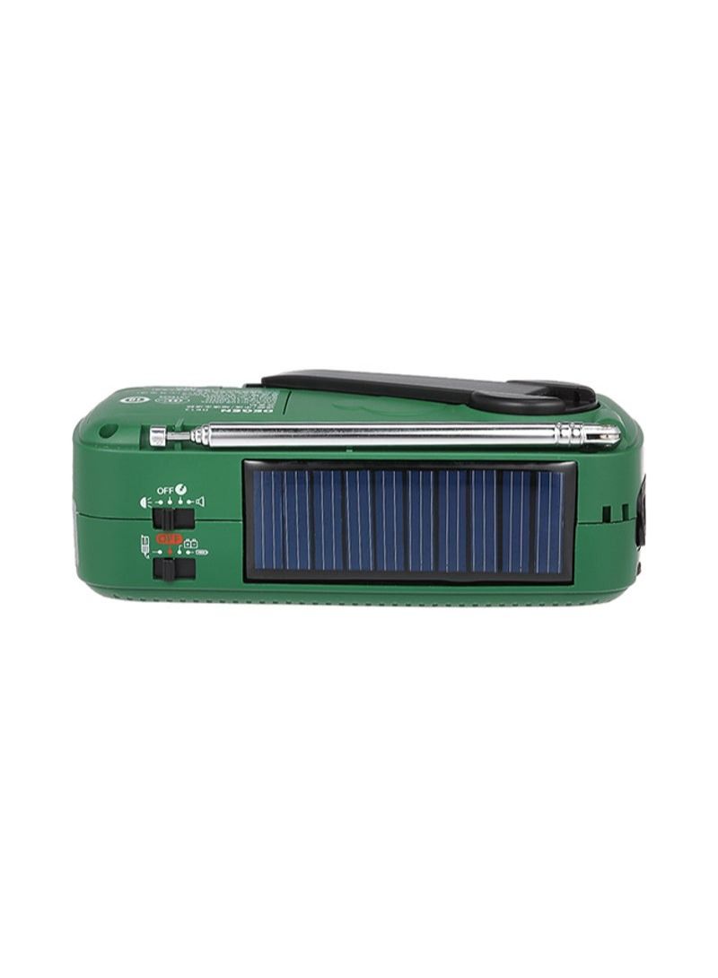 Solar Power FM Radio With Flashlight V431 Green/Black - Image 2