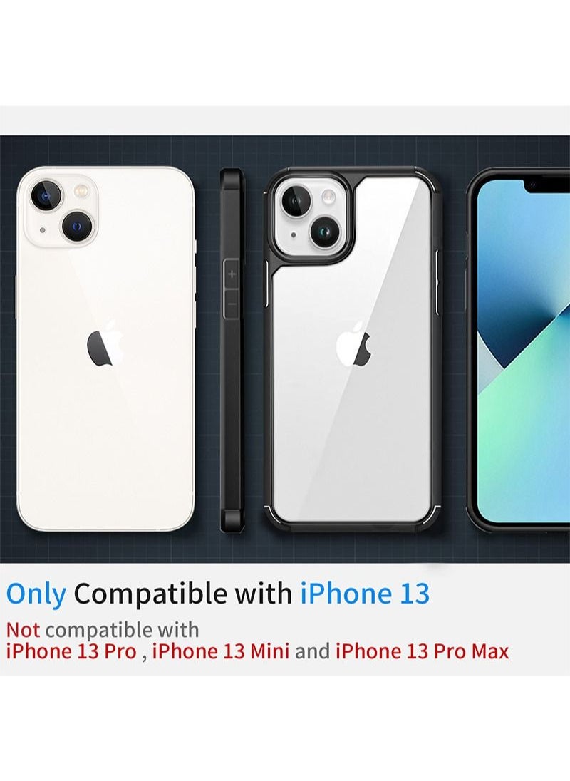 iPhone 13 Clear Cover Ultra Thin Silicone Shockproof Hard Back Cases Transparent Protective Slim Phone Case for Apple iPhone 13 6.1 inch - Black