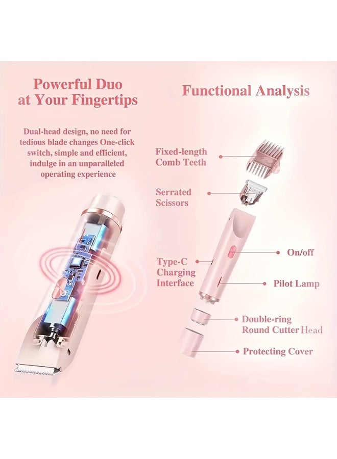 2 in 1 multifunctional double head shaver, epilator, electric shaver, portable bikini epilator for lips, chin, armpits, peach fuzz, fingers, neck and cheeks, it is the best choice for your gift! - Image 5