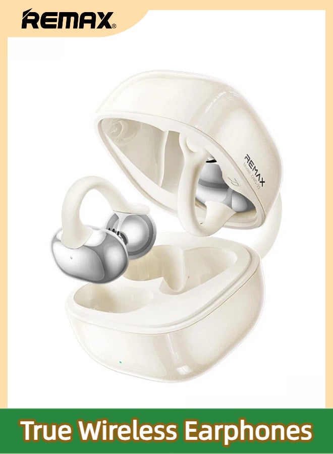 REMAX OWS-22 U-Shaped Elastic Ear Clip True Wireless Stereo Music Call Earphones, 11mm Large Driver, AI ENC Noise Reduction, Bluetooth 6.0, Suitable for Business Office Sports Fitness Daily Commute Casual Shopping (Mist White) - Image 1