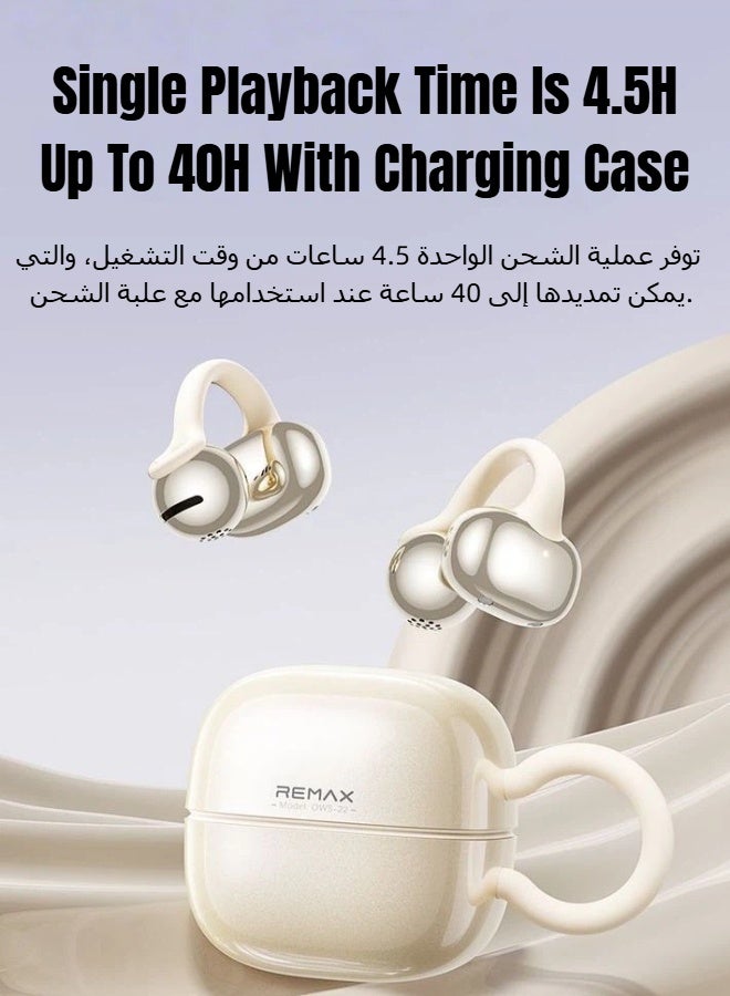 REMAX OWS-22 U-Shaped Elastic Ear Clip True Wireless Stereo Music Call Earphones, 11mm Large Driver, AI ENC Noise Reduction, Bluetooth 6.0, Suitable for Business Office Sports Fitness Daily Commute Casual Shopping (Mist White) - Image 5