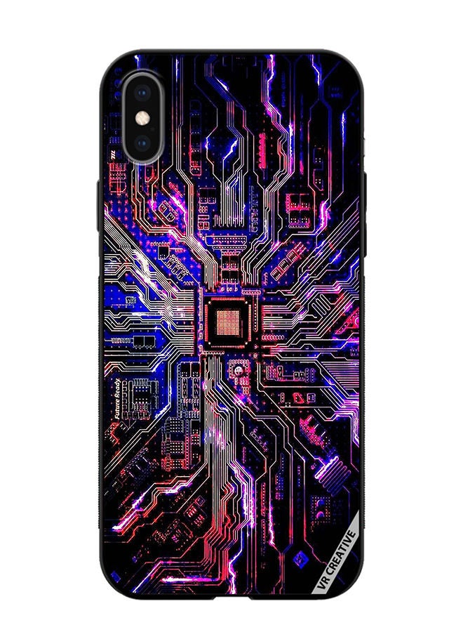 VR CREATIVE Protective Case Cover For Apple iPhone XS Max Techno Color Design Multicolour - Image 1
