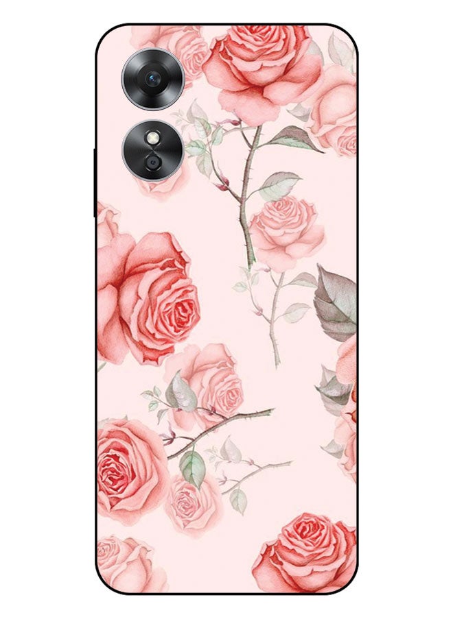 EYE CATCH Printed Protective Case Cover For Oppo A17  -  Pink Rose - Image 1