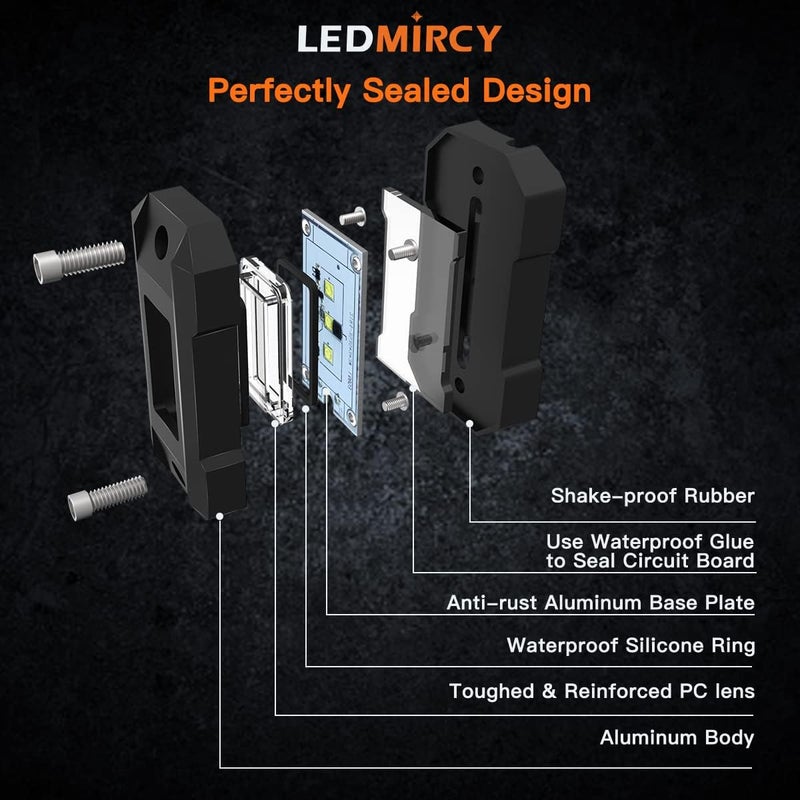 LEDMIRCY أضواء LEDMIRCY LED الصخرية البيضاء R4 12 قطعة لشاحنات الطرق الوعرة UTV SUV RZR ATV تحتية عالية الطاقة مسار أضواء بيضاء نقية تحت الهيكل مقاومة للماء السيارات القوارب - Image 5