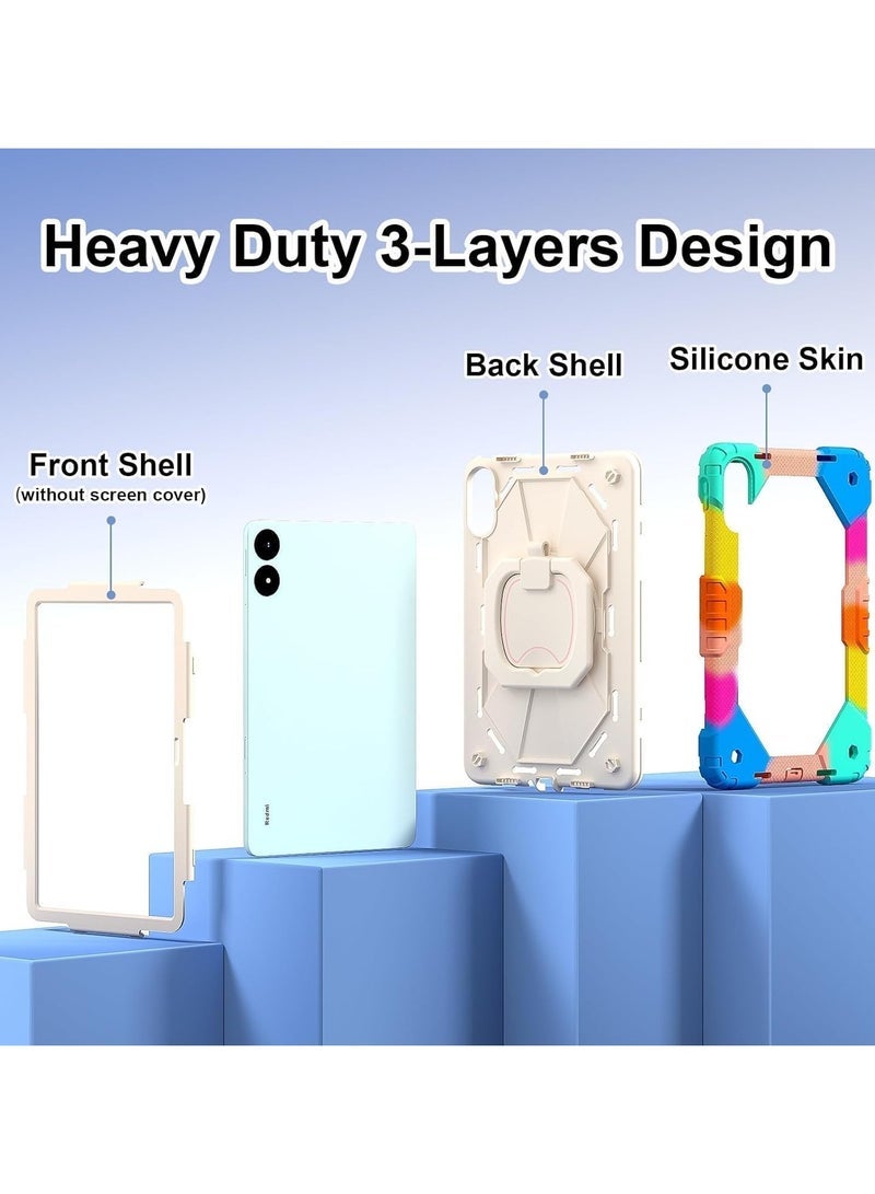 general Case Compatible with Xiaomi Redmi Pad Pro 12.1 inch Case, Full-Body Rugged Shockproof Protective Shell, 360° Swivel Stand Handle Cover with Shoulder Strap - Image 3